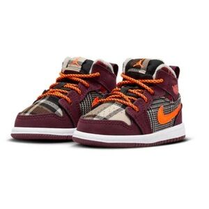 Nike 2023 Air Jordan 1 Mid SE TD 'Plaid' Toddler 6C Sneakers